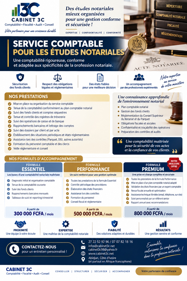 Service comptable pour les études notariales — formules et tarifs
